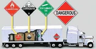 Hazmat transport truck representing secure chemical transport service